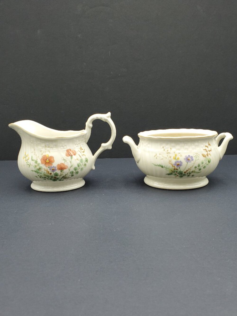 Mikasa Margaux Creamer & Sugar Bowl Fine Ivory Porcelain Floral Creamer Set